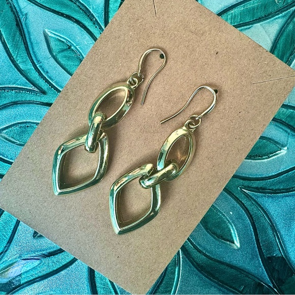 Alfani 10k Gold Plated Dangle Drop Earrings Minimalist Link Chain Lightweight - Picture 2 of 4